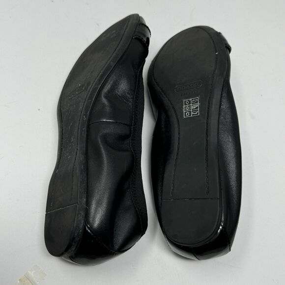 Coach Chelsea Black Leather Cap Toe Ballet Flats Size 6 - Picture 4 of 4